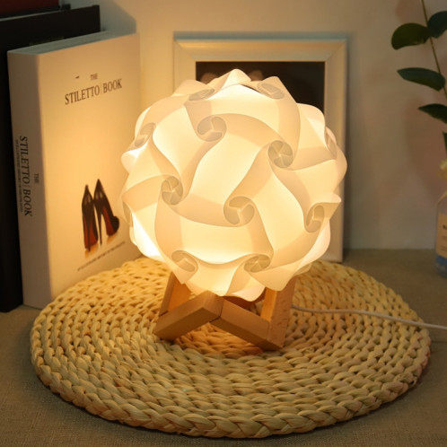 Lampe de décoration de chambre romantique de chevet de chambre créative USB ronde lampe de décoration de chambre romantique avec base en bois, style: kit de matériel de bricolage (blanc) SH001E751-36