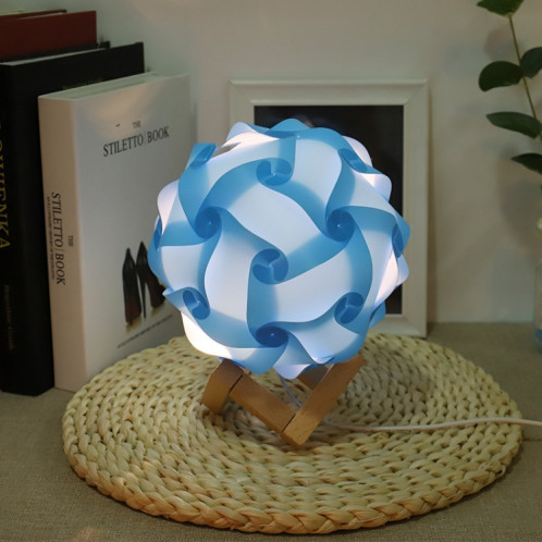 Creative Bedroom Chevet Night Light USB Lampe de décoration de chambre romantique ronde avec base en bois, Style: Produit fini (Bleu) SH002D454-36