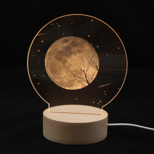 Atmosphère 3D Lumière Décorative Acrylique Intérieur Sculpté LED Night Light Lampe de Table Fille Créative (Pleine Lune) SH401G1837-35
