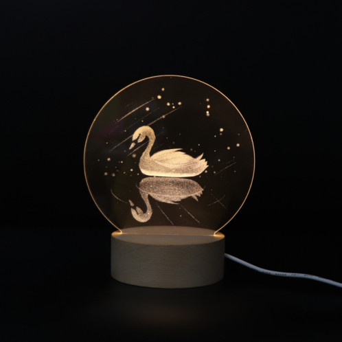 Atmosphère 3D Décorative Lumière Acrylique Intérieur Sculpté LED Night Light Lampe de Table Fille Créative (Swan) SH401I183-35