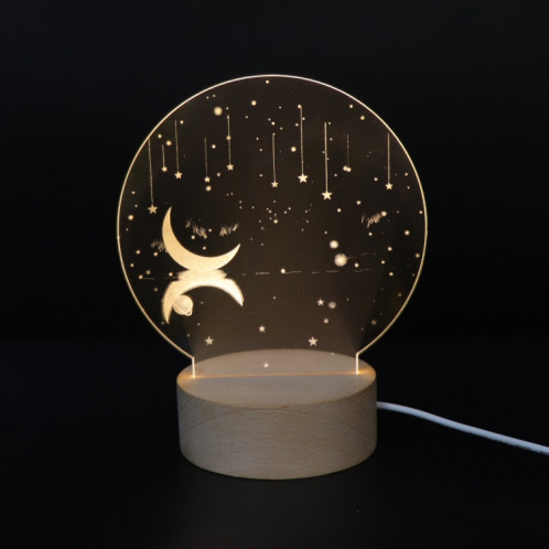3D Atmosphère Lumière Décorative Acrylique Intérieur Sculpté LED Night Light Lampe De Table Fille Créative (Étoiles Et Lune) SH401J1927-35