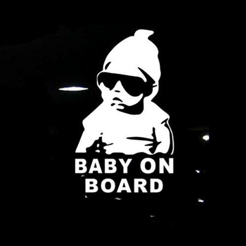 20pcs 14 * 9cm bébé à bord cool lunettes de soleil réfléchissantes arrière autocollants de voiture pour enfants autocollants d'avertissement (argent) SH701B1213-36