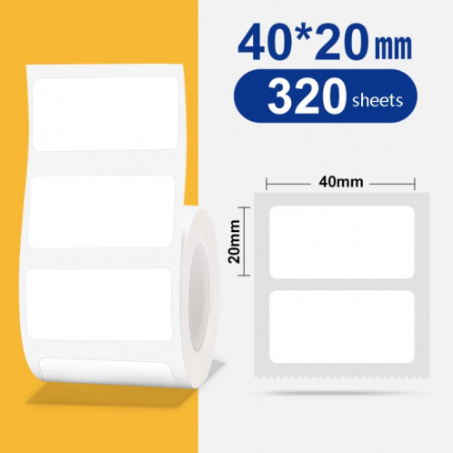 Papier d'étiquette thermique Papier auto-adhésif Étiquette de prix d'étiquette de vêtements de nourriture d'immobilisation fixe pour NIIMBOT B11 / B3S, taille: 45x20mm 320 feuilles SH7214142-37