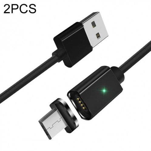 2 PCS Essope Smartphone Charge rapide et transmission de données Câble magnétique avec tête magnétique micro USB, longueur du câble: 2m (noir) SH404B1775-37