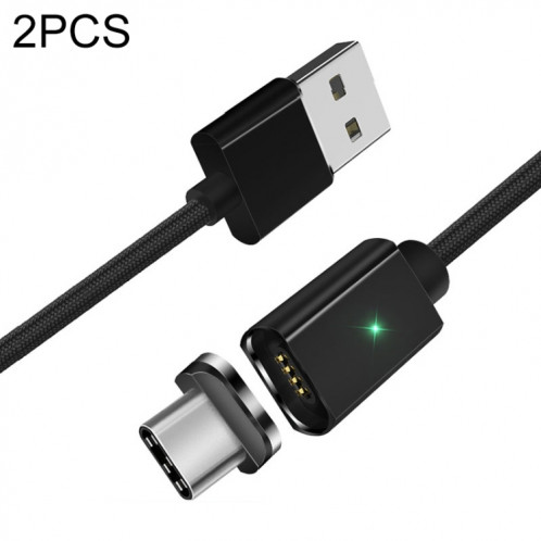 2 PCS Essope Smartphone Smartphone Fast Chargement et Transmission de données Câble magnétique avec tête magnétique USB-C / type C, longueur du câble: 2m (noir) SH407B566-37