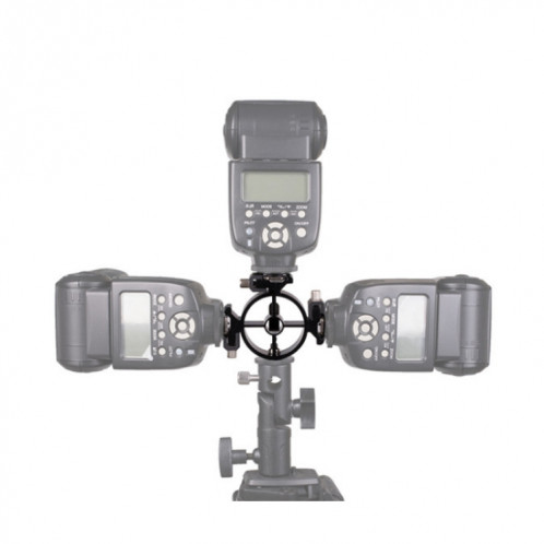 2 PCS Round Field 3 Triple Head Hot Shoe Mount Adaptateur Flash Holder Support Light Stand Holder SH3338266-37