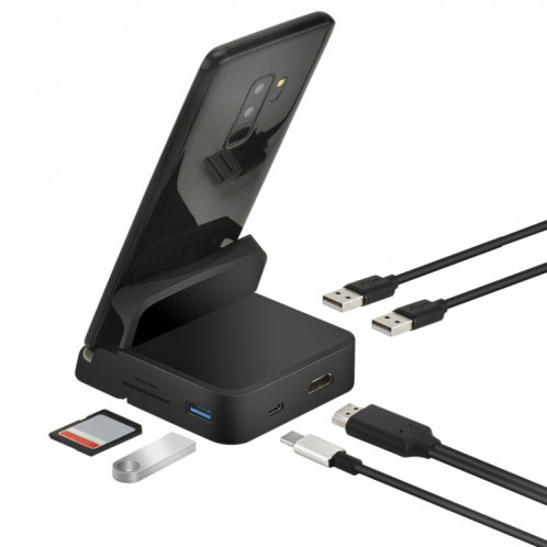 7 en 1 USB-C / TYPE-C à 2 USB 2.0 + USB 3.0 + 4K HDMI + SD / TF Card Slot + PD USB-C / Type-C Ports de chargement Multifonctionnel Hub Station d'accueil avec support SH0901498-39