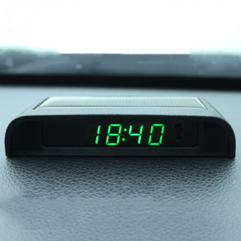 Horloge de voiture de nuit Solar Automobile Horloge électronique Température Température + Date + Semaine + Température (Lumière verte) SH201A1072-37