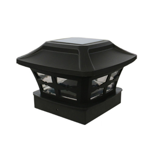 Lampe de colonne solaire extérieure de 4 pouces blanche + lampe de jardin claire blanc chaud (noir) SH201A1969-37