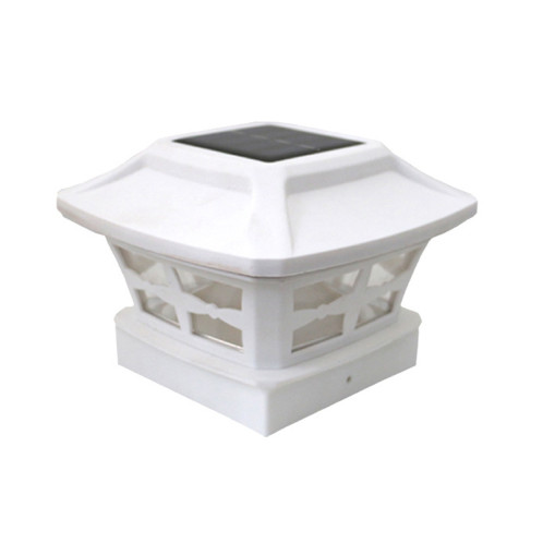 Lampe de colonne solaire extérieure de 4 pouces blanche + lampe de jardin claire blanc chaud (blanc) SH201B746-37