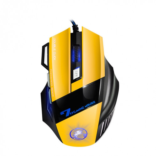 IMICE X7 2400 DPI Souris de jeu câblé à 7 touches avec lumière de respiration colorée, longueur du câble: 1,8 m (version de la boîte de couleur jaune du coucher du soleil) SI201D599-37