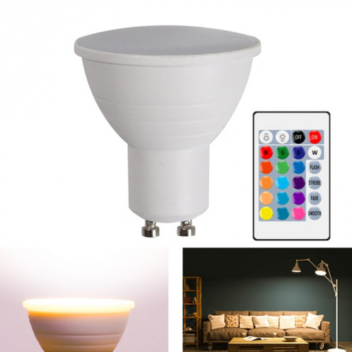 Économie d'énergie de décoloration de la lumière de décoloration de la lumière 15 couleurs décoration de la décoration de fond, style: couvercle blanc laiteux GU10 (rvb blanc chaud) SH702B1145-37