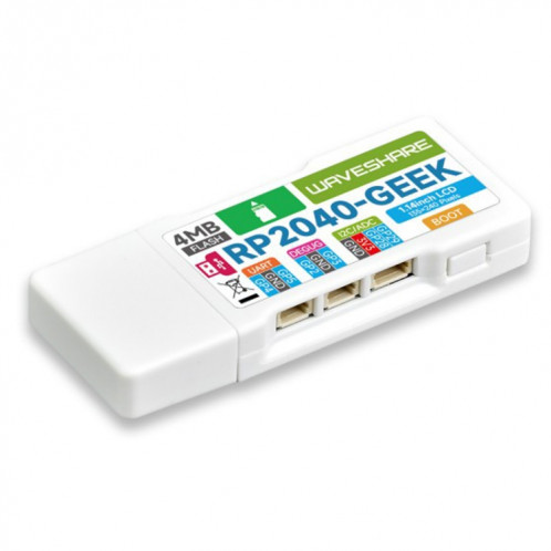 Carte de développement Waveshare 25394 RP2040-GEEK, basée sur le microcontrôleur RP2040, avec écran LCD couleur 1.14 pouces 65K SW5142267-310