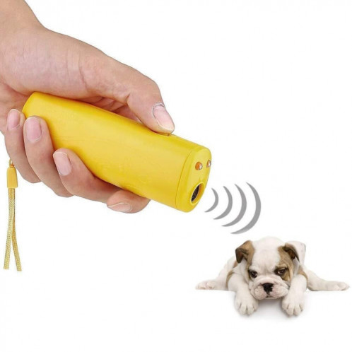 Formateur de chiens à ultrasons de lampe de poche pour chiens à ultrasons, couleur: jaune à une seule tête (paquet coloré) SH202A1198-35