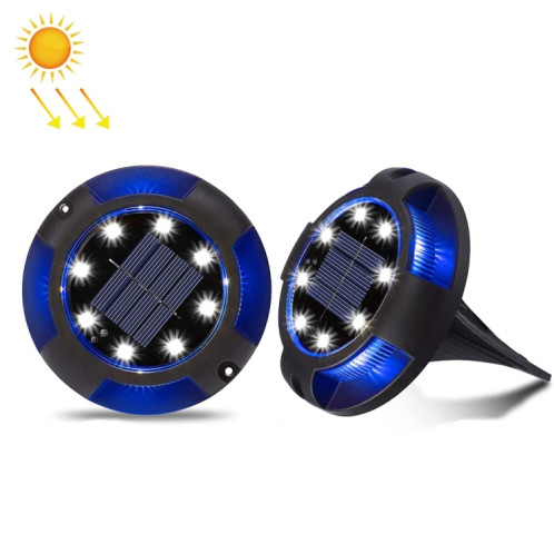 Lampe de pelouse enterrée en extérieur de la lampe solaire en plein air, Spec: 8 LED White + Bleu Light (coquille en plastique) SH060576-35