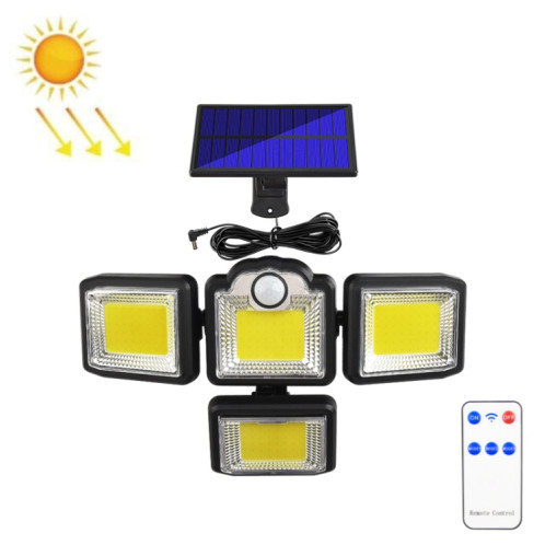 TG-TY085 Feuille murale rotative à 4 tête solaire avec contrôle de télécommande Sensation de corps en plein air Lampe de jardin imperméable, style: 192 cob séparé SH300877-37