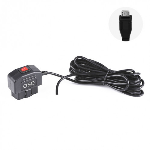 H508 Chargeur de voiture OBD Chargeur de voiture Conduite Cordon d'alimentation 12 / 24V à 5V avec commutateur Ligne de protection basse pression, spécification: micro droite SH3804797-38
