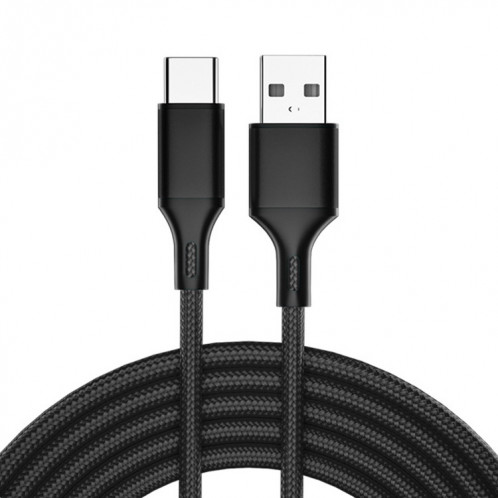 4 PCS 2.4A USB-C / TYPE-C pour le câble de données de la synchronisation rapide de l'USB tressé, de la longueur: 2M (noir) SH76151987-37