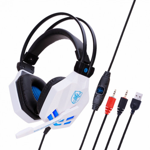 Casque d'ordinateur de jeu lumineux SOYTO SY850MV pour PC (Blanc Blanc) SS2402892-37