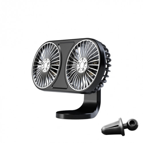 F211 Double tête de voiture avec ventilateur électrique de ventilateur à LED Panneau d'air Panneau d'instrument USB Mini ventilateur (noir) SH001A1870-37