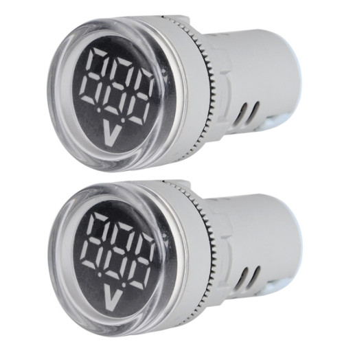2 pcs indicateur de signal de tension CC 22 mm Round 6-100V Voltmètre universel (ST16VD-02 blanc) SS701B862-37