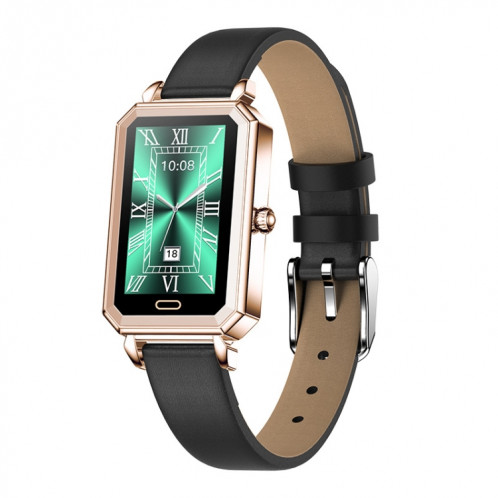 Prêter ht2 1,28 pouce de détection de fréquence cardiaque pidomètre smart montre, couleur: cuir doré SL500253-37