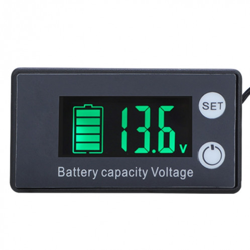 Affichage numérique à deux lignes DC Voltmètre Contrôle de batterie au lithium de plomb-acide, Couleur: Vert + Température SH8706306-37