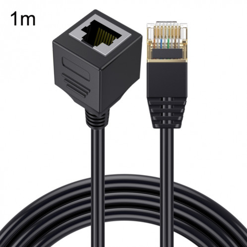 Tête droite 1 m Cat 8 10G Transmission RJ45 mâle à femelle câble d'extension de câble réseau informatique (noir) SH903A1940-36