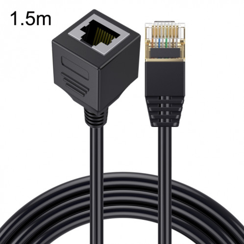 Tête droite 1,5 m Cat 8 10G Transmission RJ45 mâle à femelle Câble d'extension de câble réseau informatique (Noir) SH904A1759-36