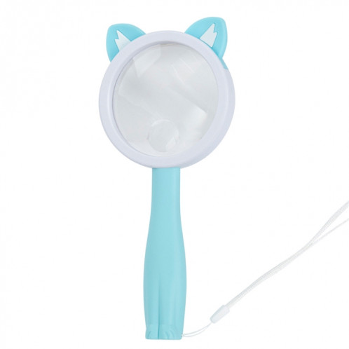 2275 5X/10X Cartoon Animal Handheld Children Science Experiment Loupe (Chat bleu) SH101E772-36