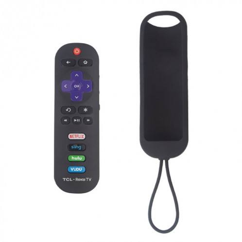 Pour TCL Roku RC280/RC282 2pcs étui en silicone de télécommande ovale (noir) SH201A441-36
