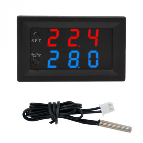 W2809 Thermostat à double affichage à affichage numérique pour animaux de compagnie à couver Instrument de contrôle de température NTC étanche intelligent (noir) SH001A1572-38