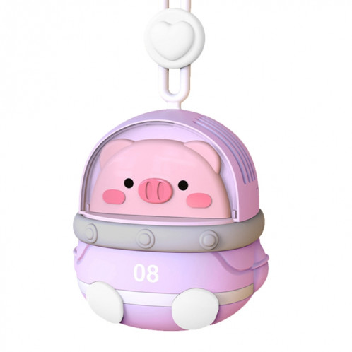 CS1327 petit ventilateur de cou suspendu de dessin animé de charge USB Mini ventilateur silencieux portable sans feuilles (cochon) SH501E856-38