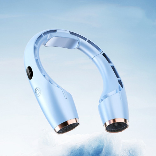 Ventilateur de cou suspendu sans feuille de refroidissement par grand vent de chargement USB (bleu) SH301A1720-311