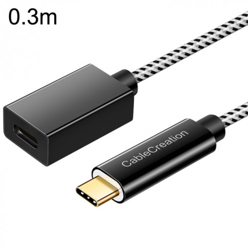 CC0316 0,3 m Type-C / USB-C Câble d'extension mâle à femelle Câble de chargement de téléphone d'ordinateur (Noir) SH801A226-313