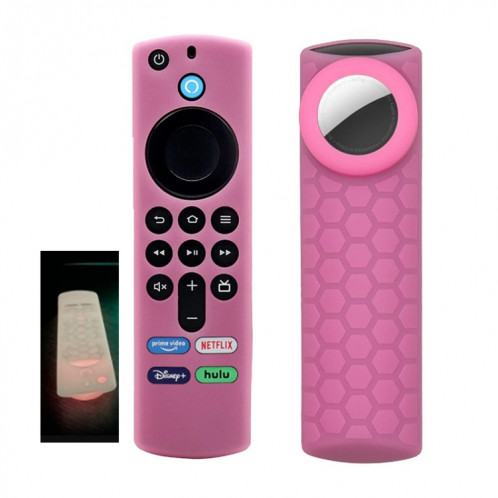 2pcs boîtier de télécommande pour Amazon Fire TV Stick 2021 ALEXA 3rd Gen avec support Airtag (rose lumineux) SH501F40-38