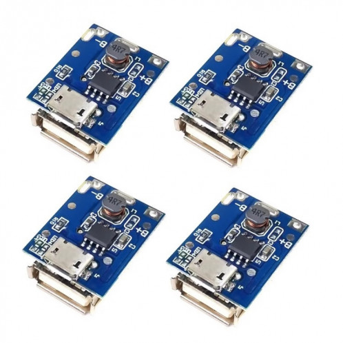 4 pièces 5V Boost convertisseur module d'alimentation élévateur batterie au lithium panneau de protection de charge affichage LED pour chargeur bricolage 134N3P, interface: Micro USB SH8001916-36
