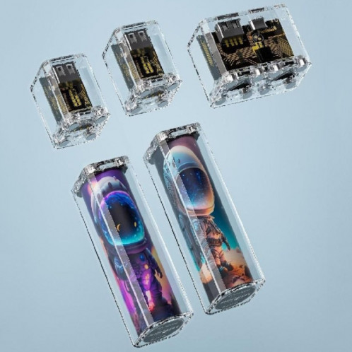 Combinaison de rouge à lèvres de puissance de charge magnétique portable modélisant un appareil mobile à charge rapide transparent, Spécifications: 3 chargeurs + 2 batteries SH79041239-39