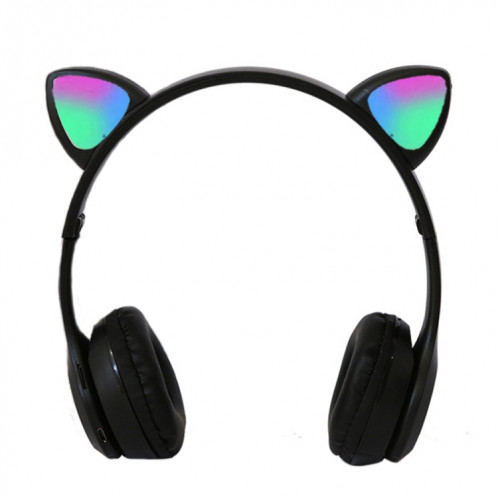 Casque sans fil Bluetooth de jeu oreilles de chat émettant de la lumière LED P47M (noir) SH301B1412-37