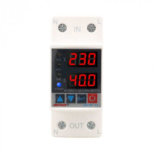 SINOTIMER SVP-718 Protecteur de surtension et de sous-tension intelligent à réinitialisation automatique réglable 40A 220V AC SS5101840-37
