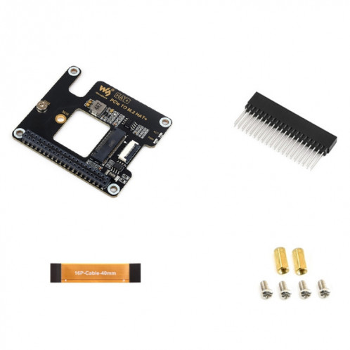Adaptateur Waveshare pour Raspberry Pi 5 PCIe vers M.2, kit de base SSD M.2 avec protocole NVMe SW43011764-310