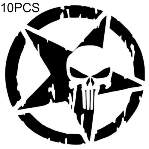 10 PCS The Punisher Skull Autocollant Pentagram vinyle Décalques Accessoires Moto, Taille: 13x13cm SH001A1407-34