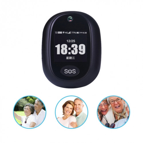 REACHFAR RF-V45-A Mini Pendentif GPS Smart Tracker, Support SOS / Caméra / Gestion de la santé / 4G LTE (Noir) SR015B879-319