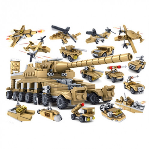 KAZI Military Super Blocks Blocs de Construction 16 en 1 Ensembles Army Bricks Modèle Brinquedos Toys, Age: 6 ans et plus SH1821713-311