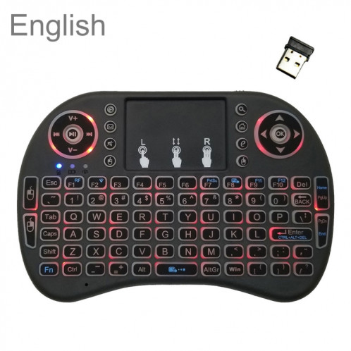 Langue de support: Anglais Clavier rétroéclairé sans fil i8 Air Mouse avec pavé tactile pour Android TV Box & Smart TV & PC Tablet & Xbox360 & PS3 & HTPC / IPTV SH00601244-310