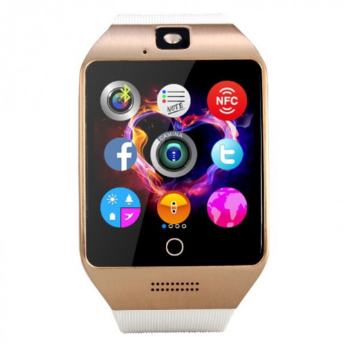 Q18S 1.54 pouces IPS écran MTK6260A Bluetooth 3.0 Smart Watch Téléphone, podomètre / Rappel sédentaire / Moniteur de sommeil / Anti-Perte / Caméra à distance / GSM / 0,3 M Caméra (Blanc + Or) SQ41WJ576-315