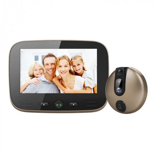 M100 4.3 pouces écran 2.0MP caméra de sécurité vidéo intelligente sonnette, carte de TF de soutien (32GB Max) et vision nocturne et détection de mouvement (Champagne or) SM26CJ302-38