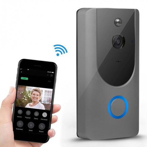 Sonnette visuelle vidéo WIFI intelligente M2 720P, prise en charge de la surveillance à distance du téléphone portable et de la vision nocturne (gris) SH400H1752-316
