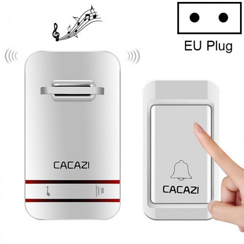 CACAZI V027G un bouton un récepteur sonnette électronique cinétique maison sans fil auto-alimentée, prise ue SC18EU1756-36
