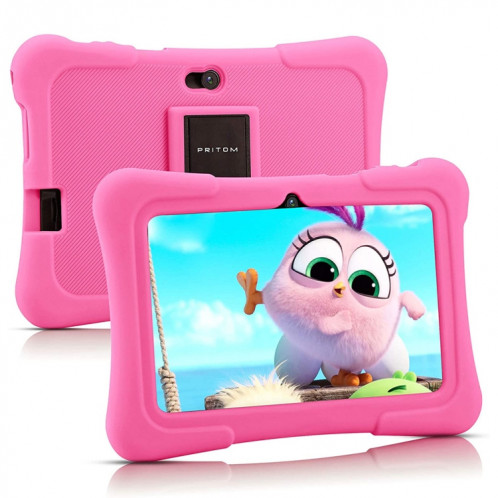Pritom K7 Kids Education Tablet PC, 7,0 pouces, 1 Go + 16 Go, Android 10 Allwinner A50 Quad Core CPU, support 2.4G WiFi / Bluetooth / Dual Camera, version globale avec Google Play (Pink) SP870F1663-35